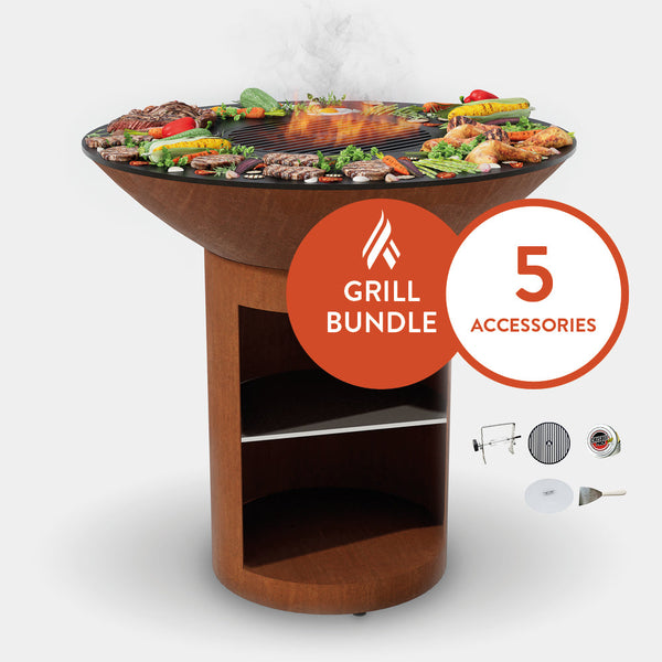 ARTEFLAME Classic 40 Grill with a High Round Base with Storage Home Chef Bundle with 5 Grilling Accessories by Arteflame Outdoor Grills