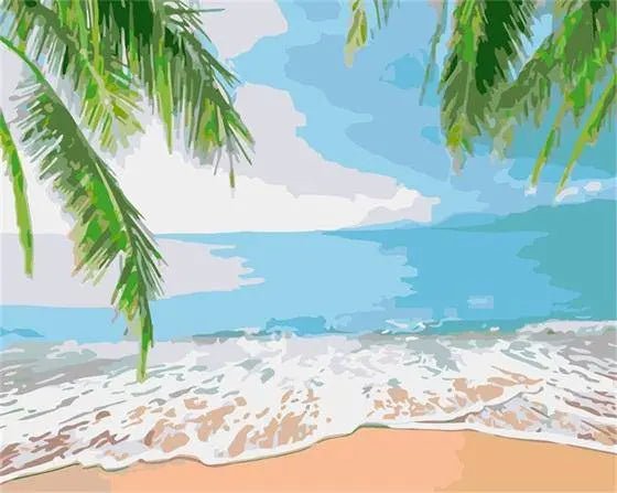 Coconut Trees and Sea by Paint with Number