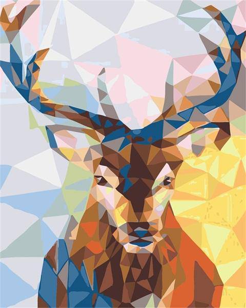 Colorful Geometric Deer by Paint with Number