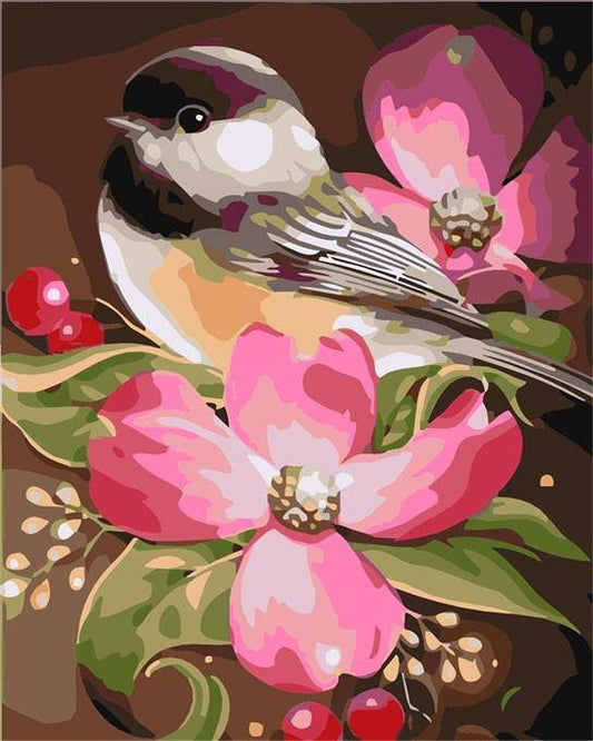 Cute Bird Sitting On Flower by Paint with Number