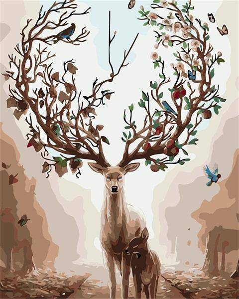 Deer Fantasy Art by Paint with Number