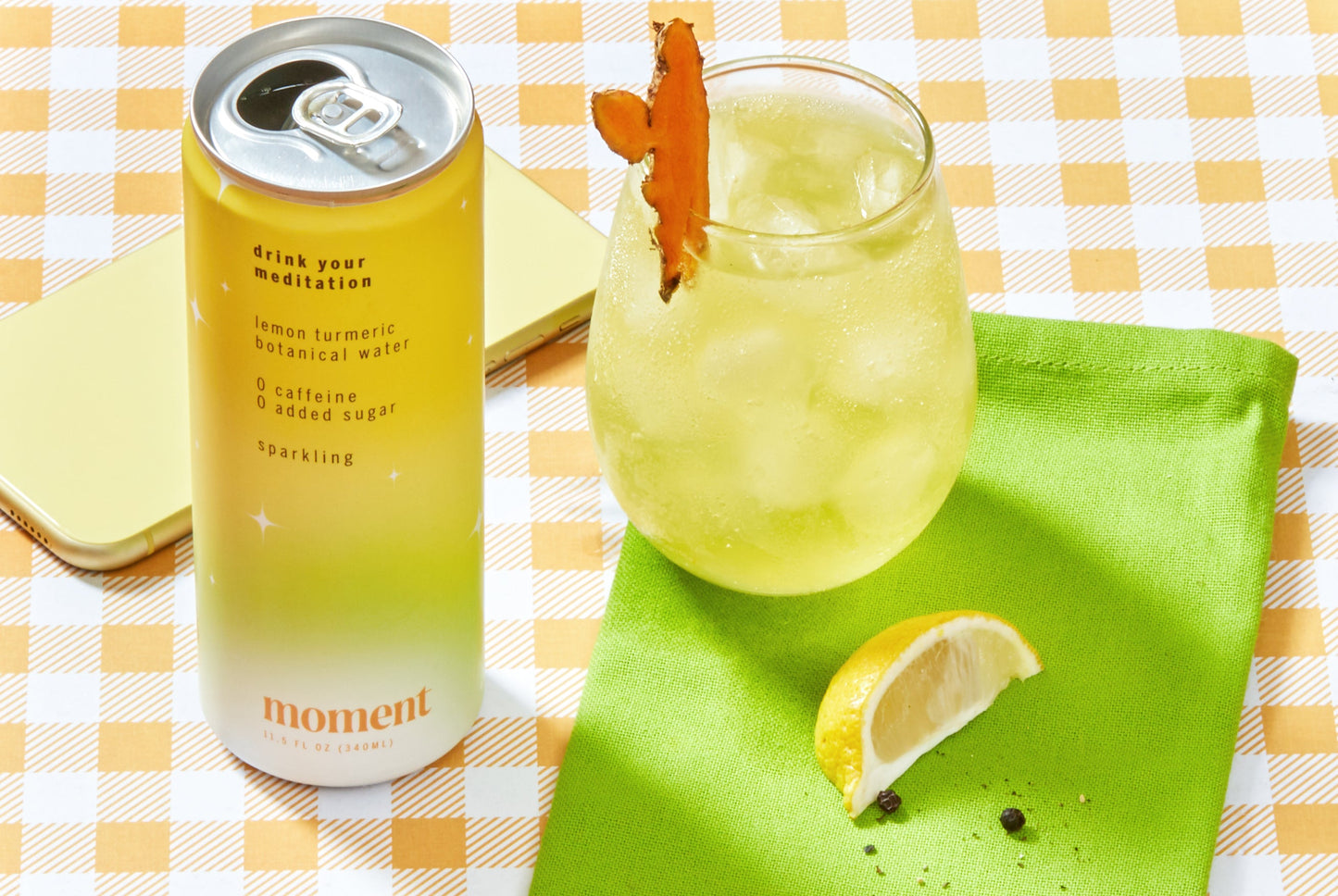 Lemon Turmeric Adaptogen Drink (12-pack) by Moment | Drink Your Meditation