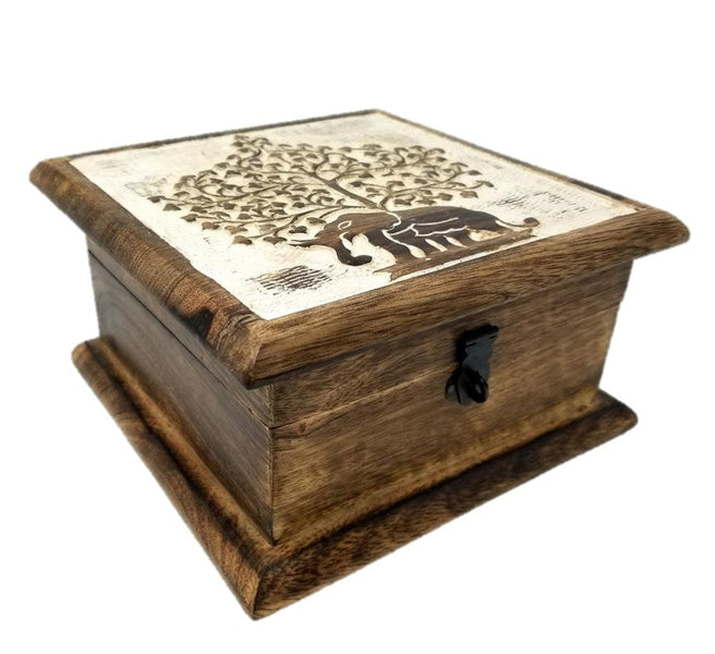 Hand Carved Wood Box 7 x 7 by OMSutra