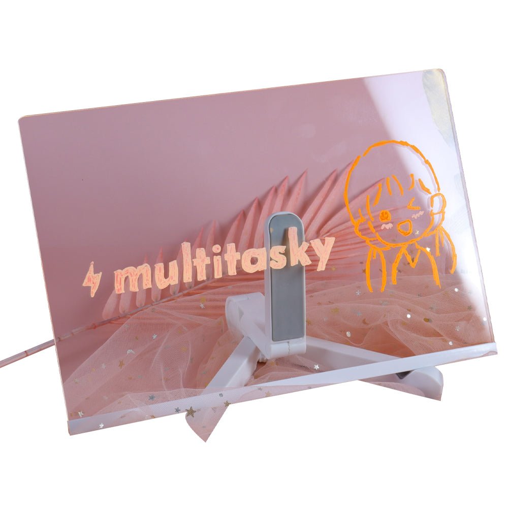 Glowing Acrylic Message Board Set (with 7 Colored Markers) by Multitasky