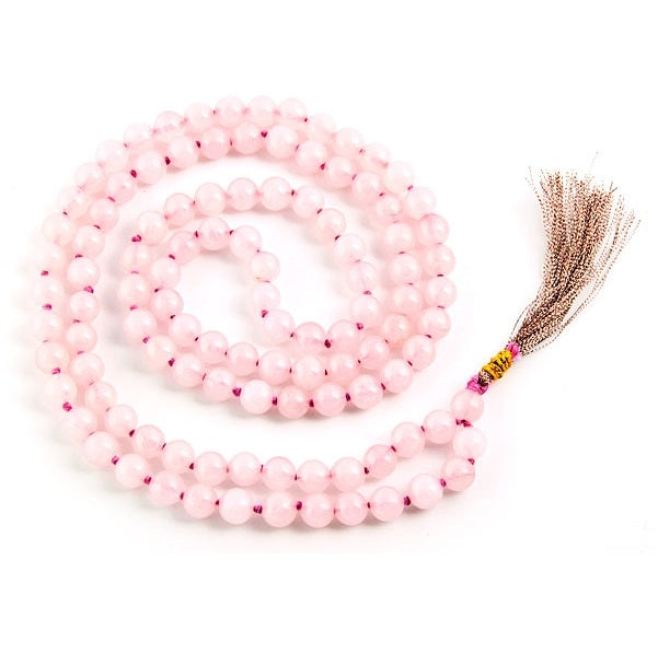 108 Japa Mala Prayer Beads Rose Quartz by OMSutra