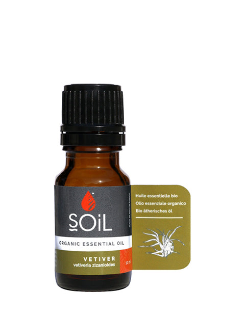 Organic Vetiver Essential Oil (Vetiveria Zizanoides) 10ml by SOiL Organic Aromatherapy and Skincare